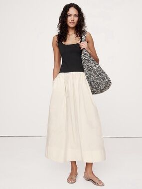 Banana Republic Black & Cream Two-Tone Maxi Skirt Dress